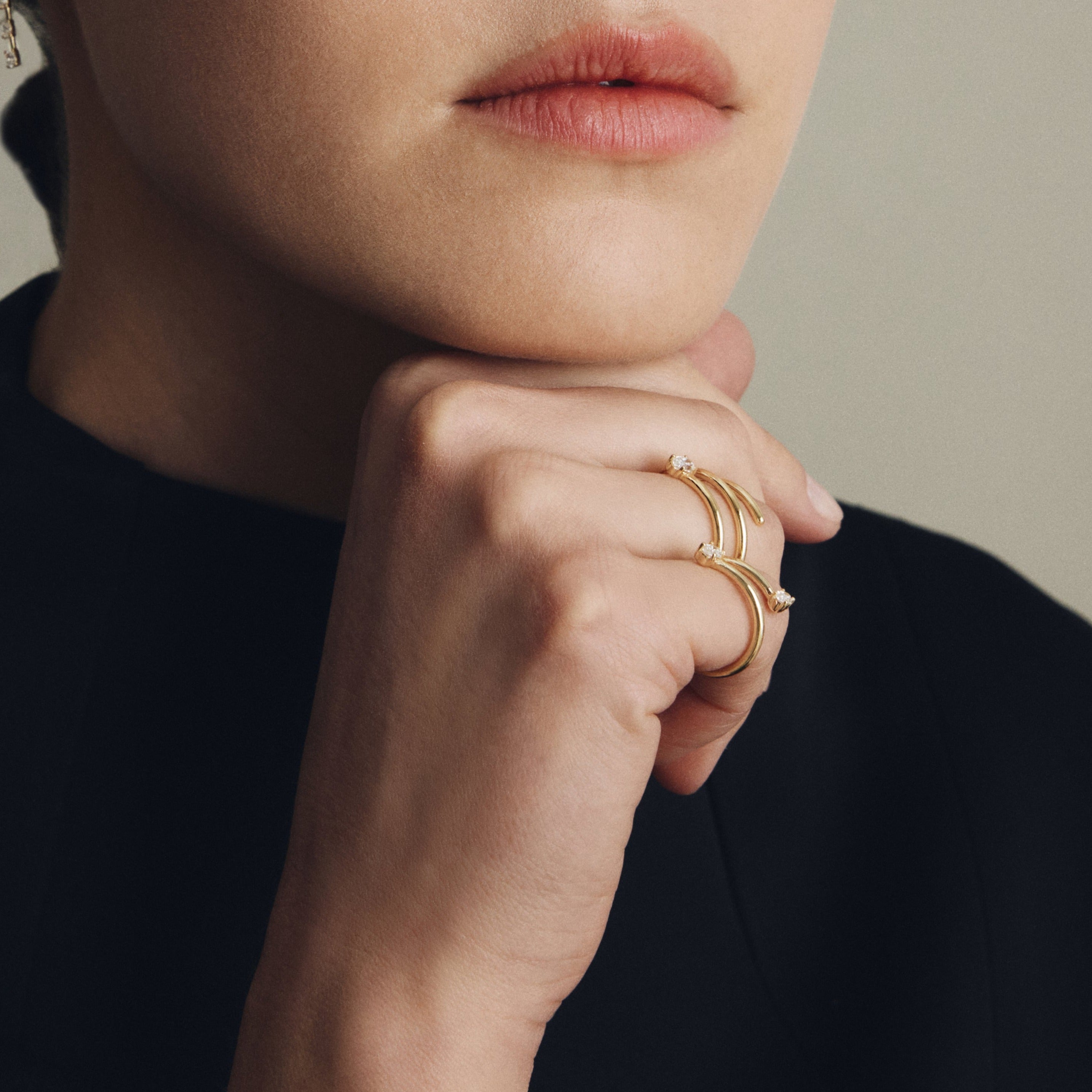 WIRE 2 ROWS DIAMOND RING / WHITE