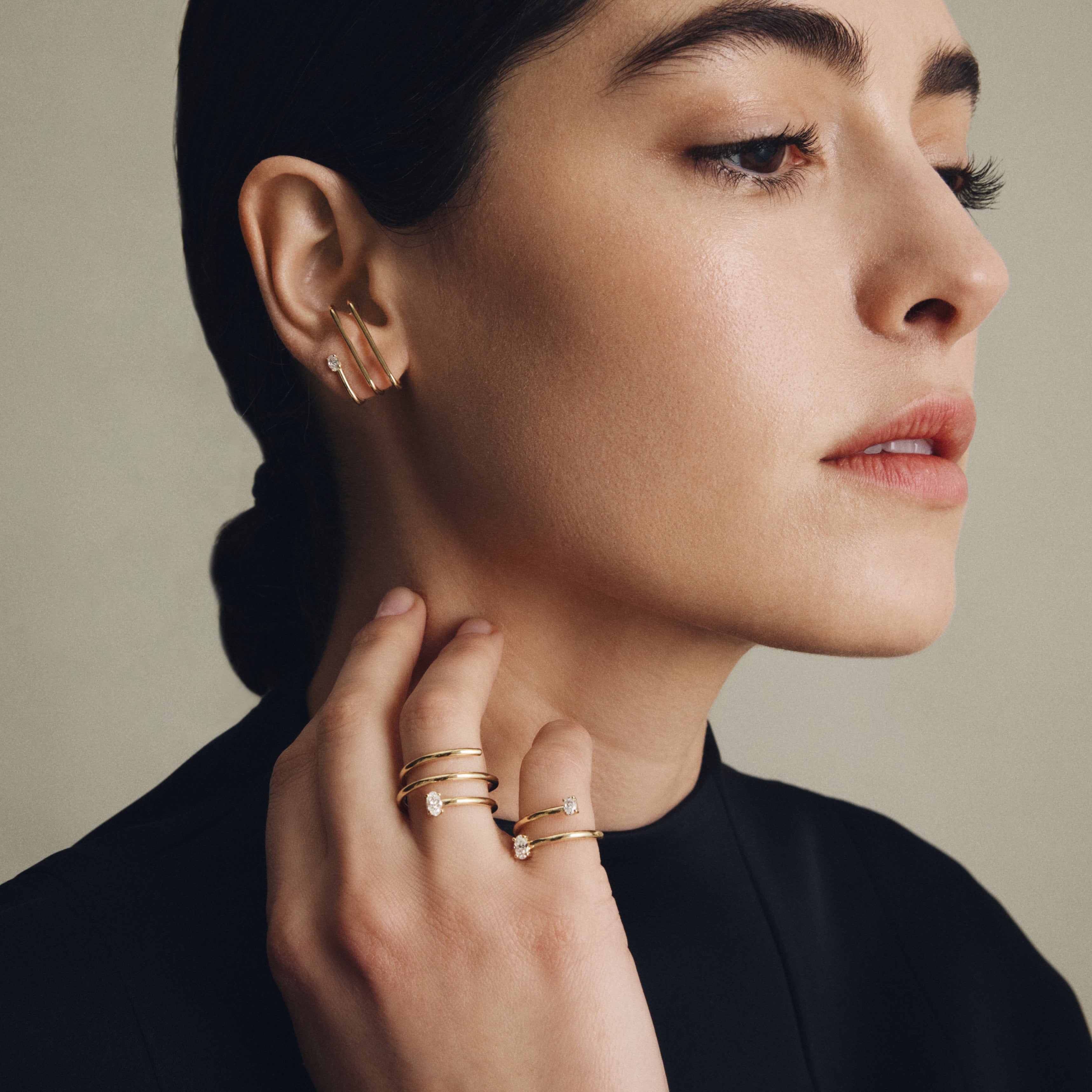 WIRE 2 ROWS DIAMOND RING / WHITE