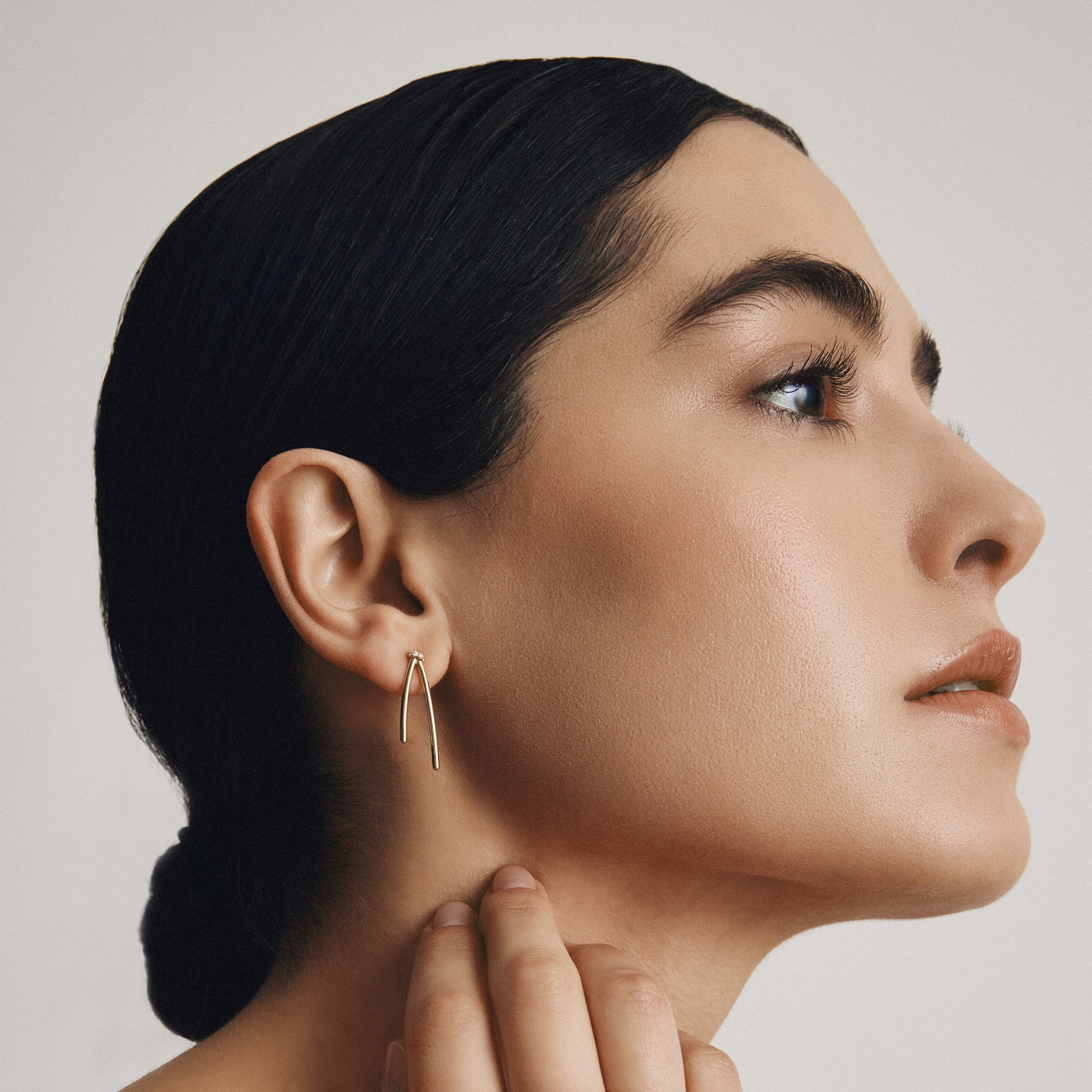 REBORN HALF PAVE EARRINGS / YELLOW