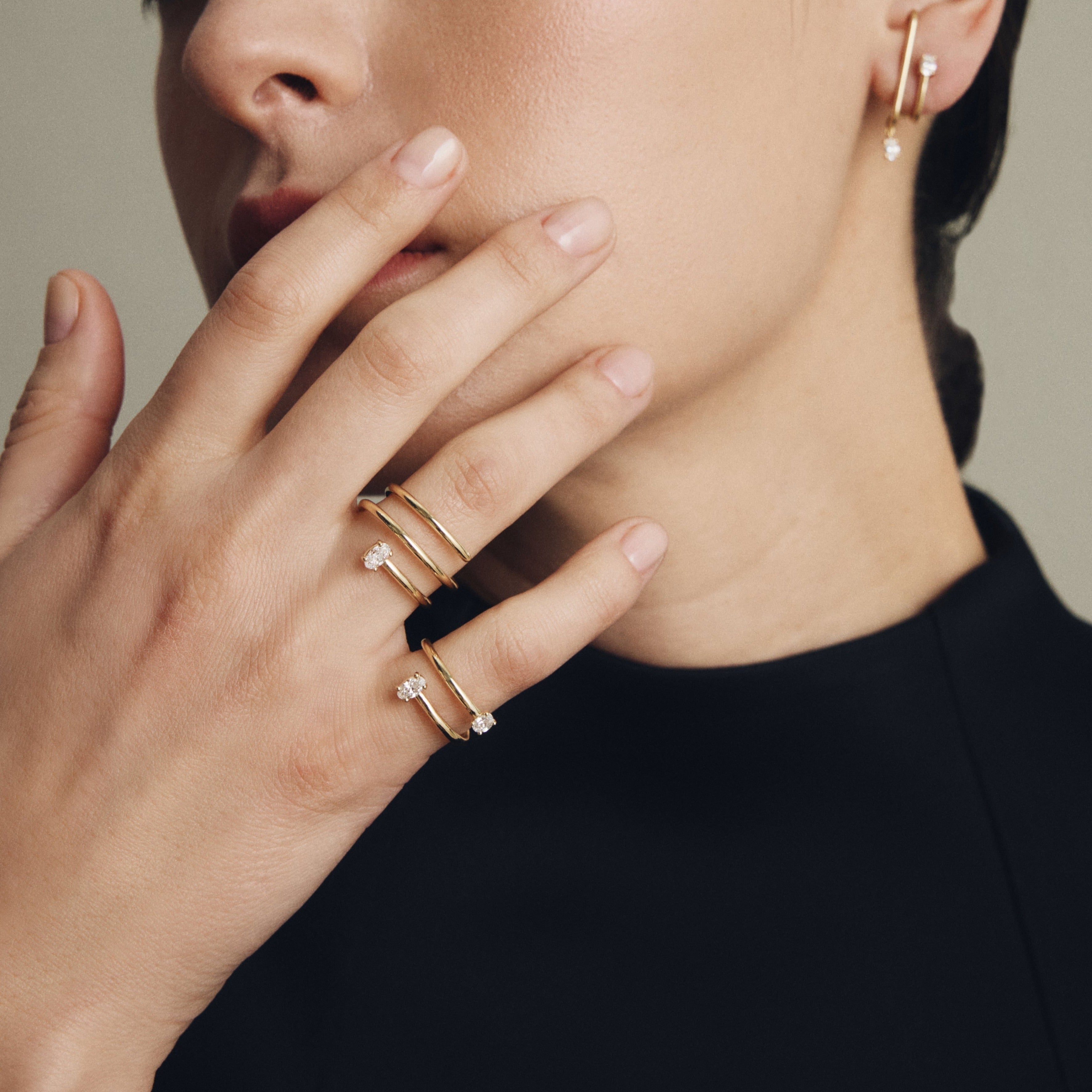 WIRE 2 ROWS DIAMOND RING / WHITE