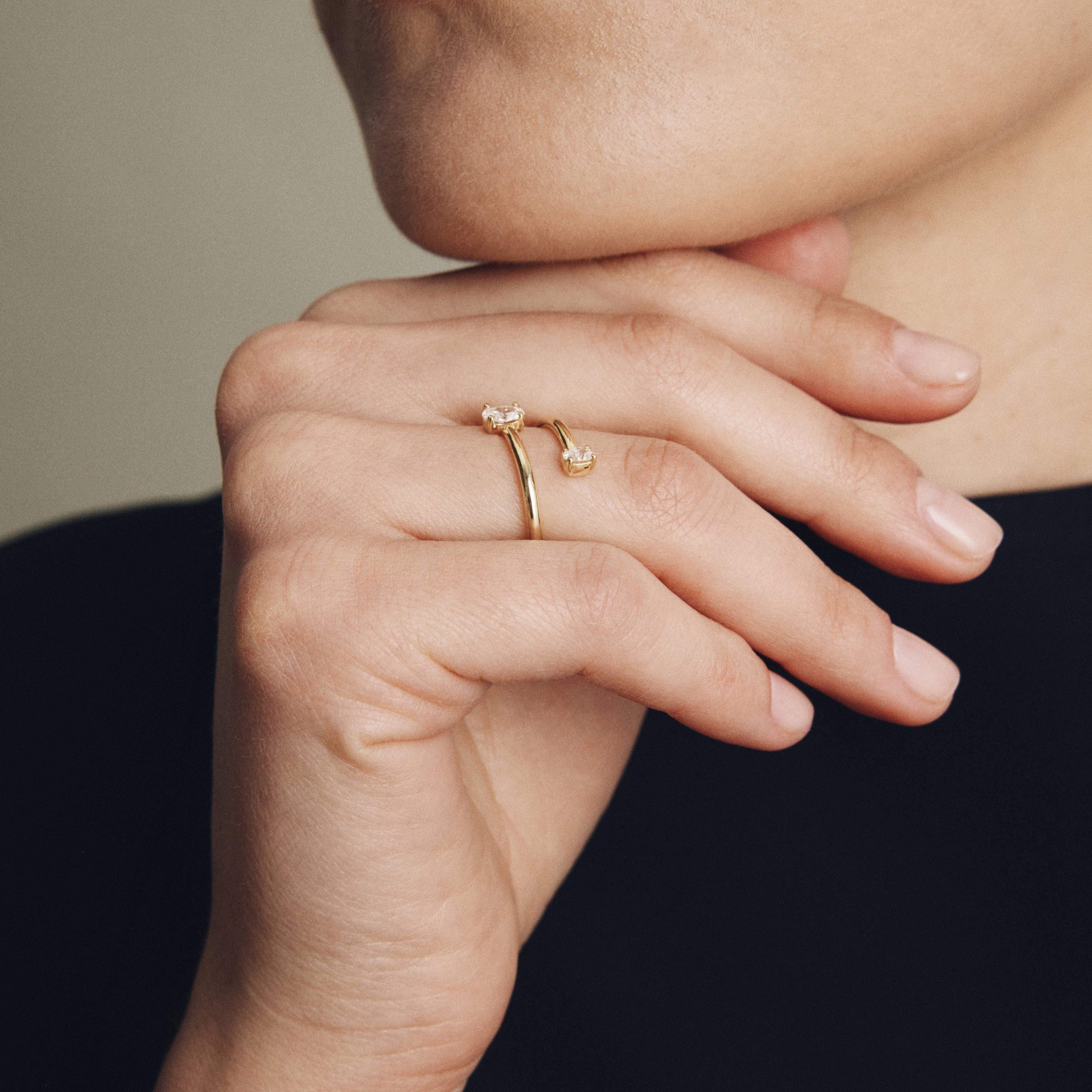 WIRE 2 ROWS DIAMOND RING / WHITE