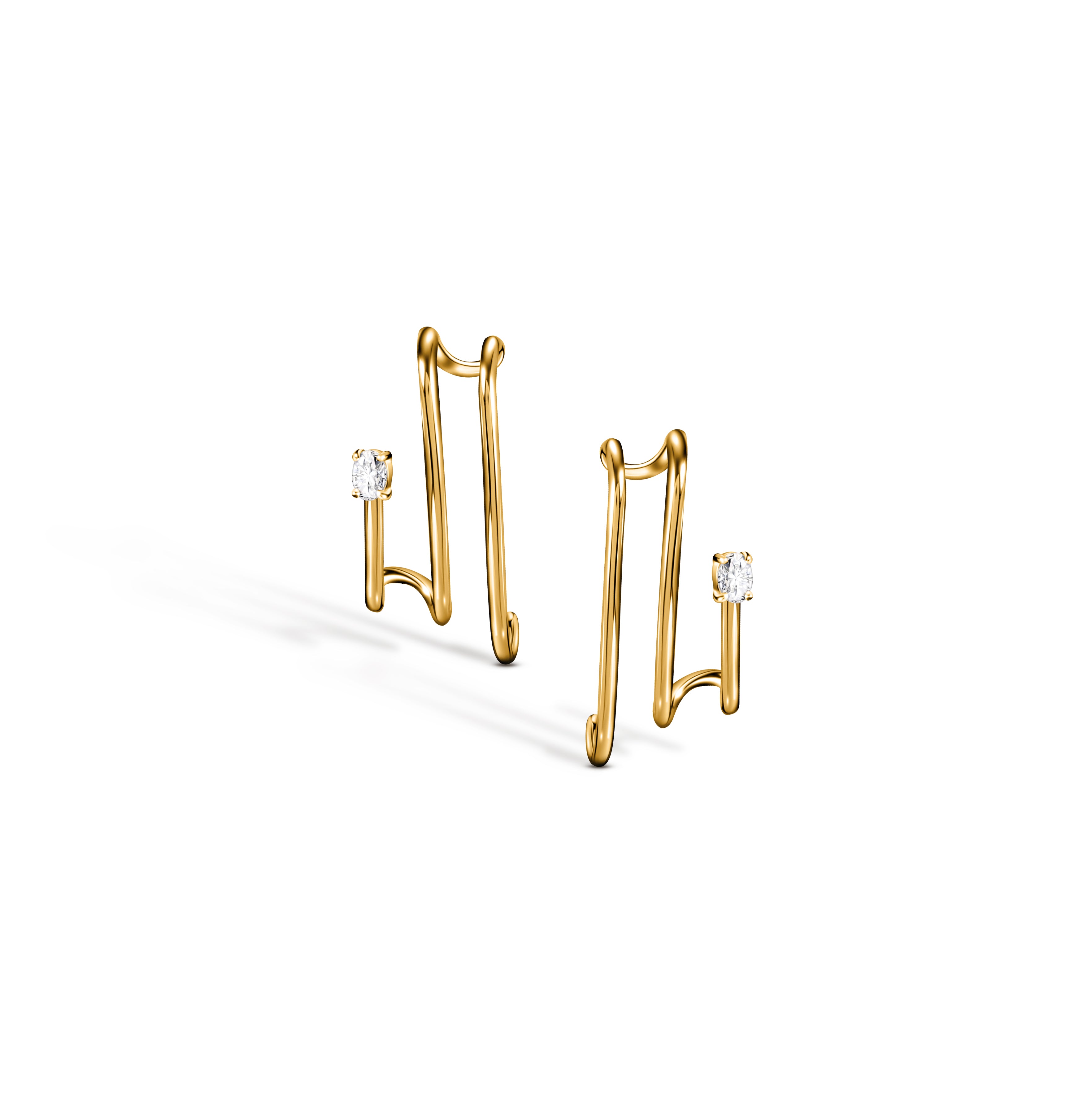 WIRE 3 ROWS DIAMOND EARRINGS / YELLOW