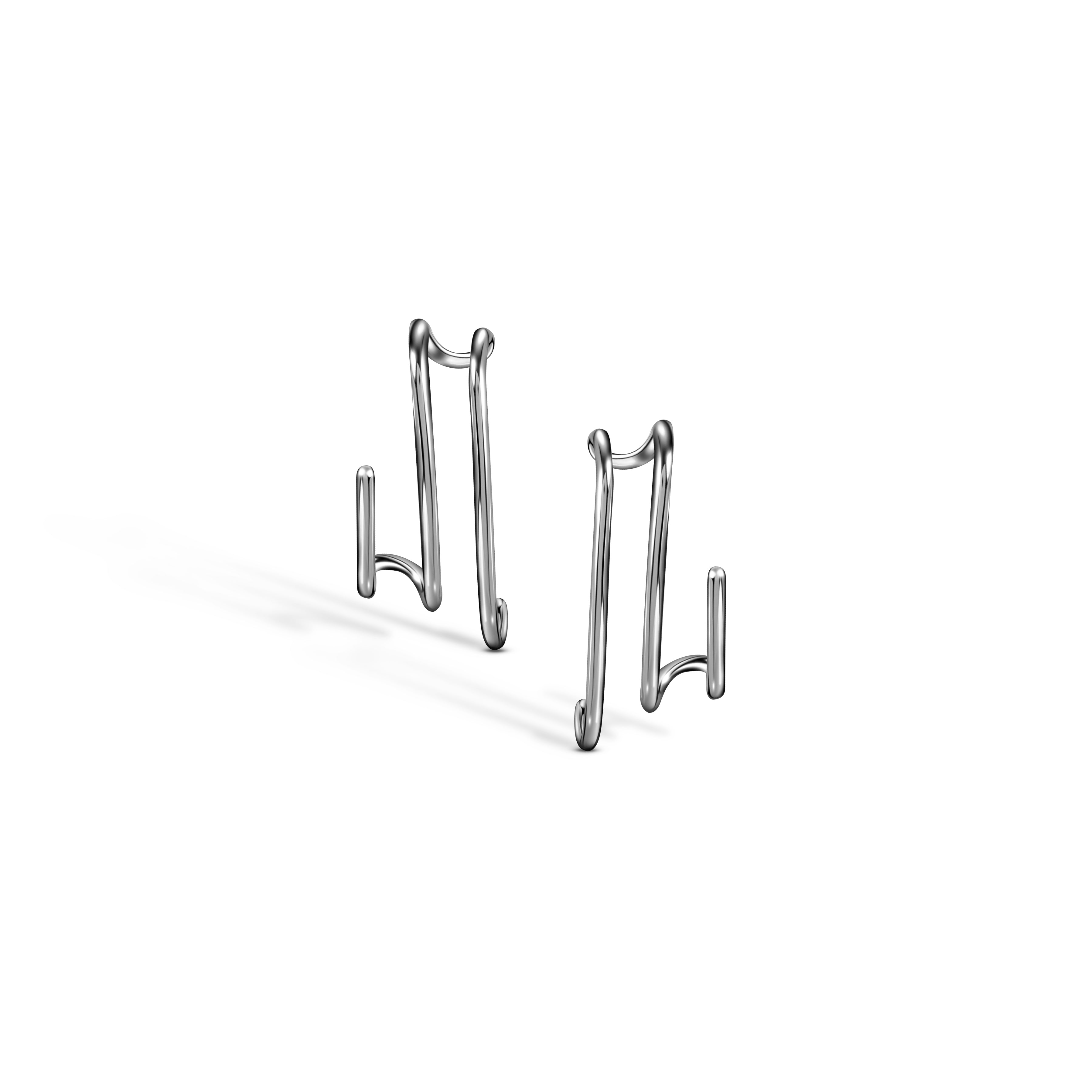 WIRE 3 ROWS EARRINGS / WHITE