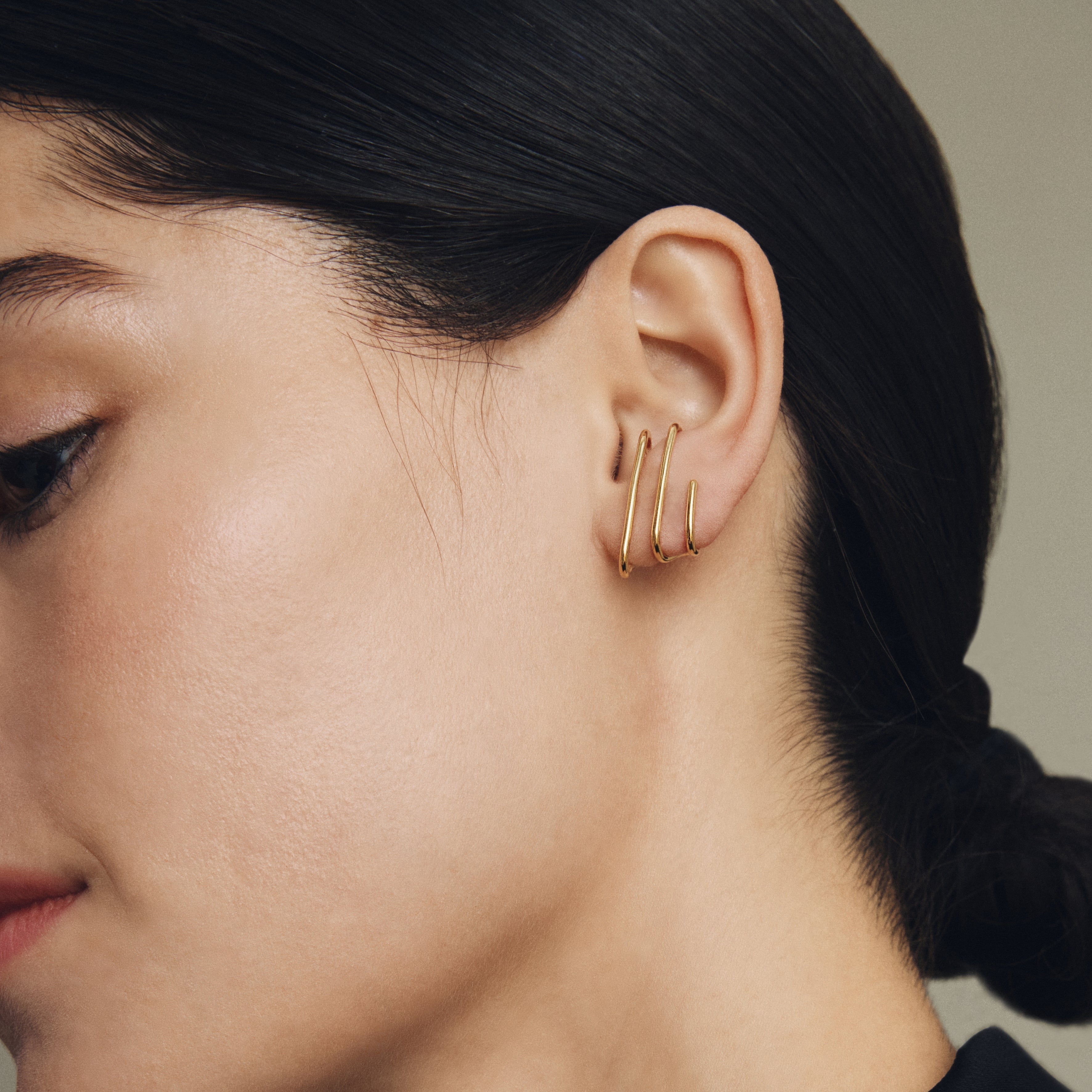 WIRE 3 ROWS EARRINGS / YELLOW