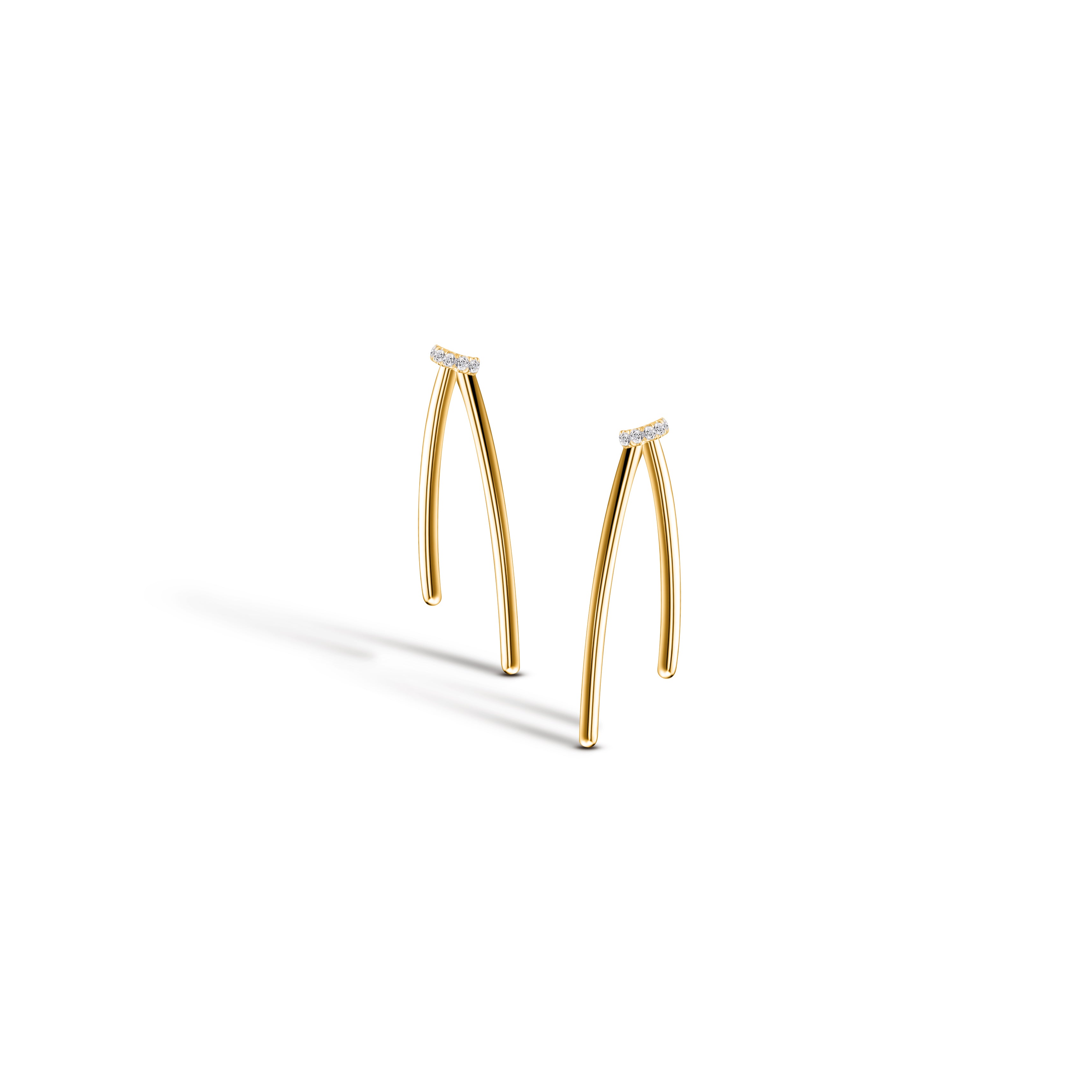 REBORN HALF PAVE EARRINGS / YELLOW