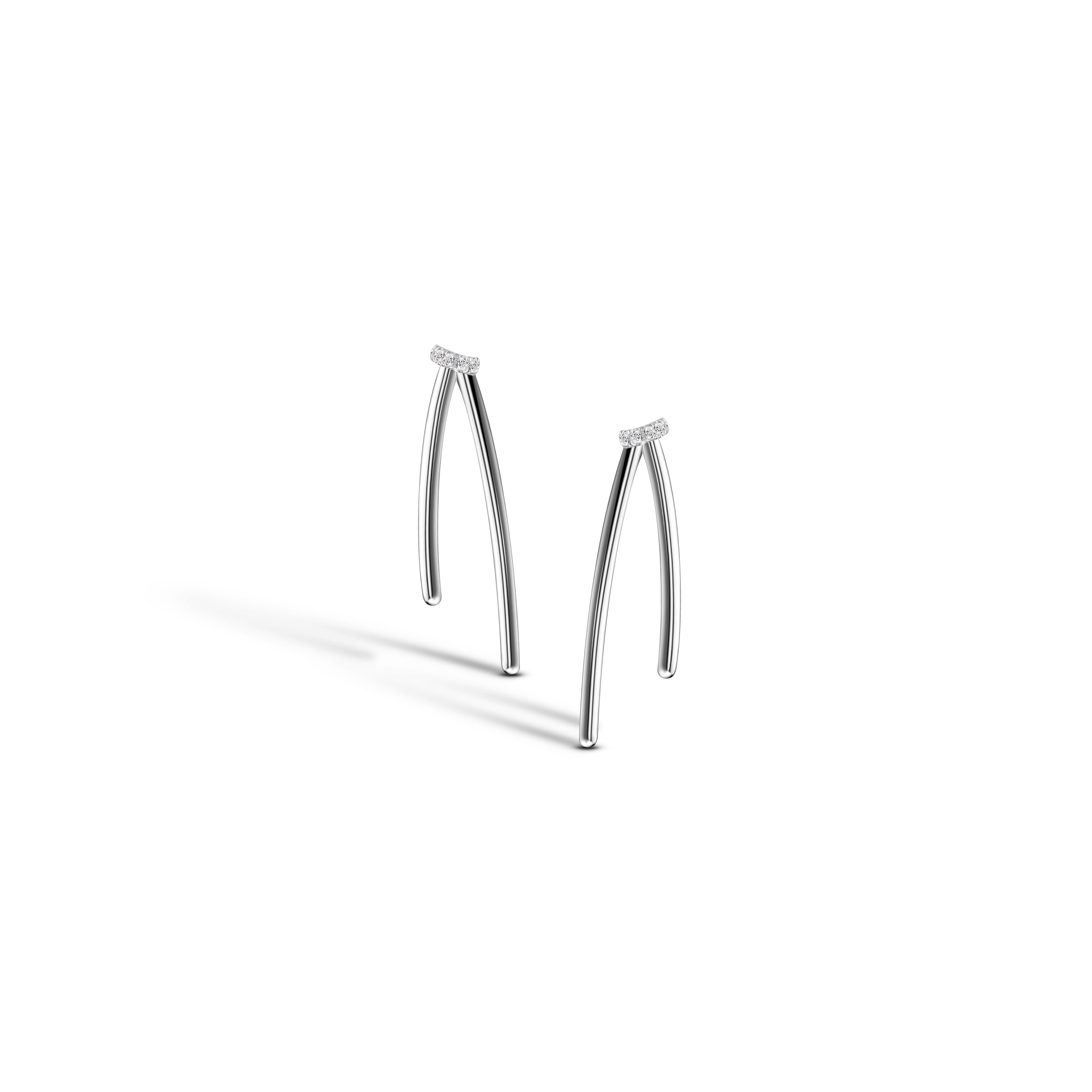 REBORN HALF PAVE EARRINGS / WHITE