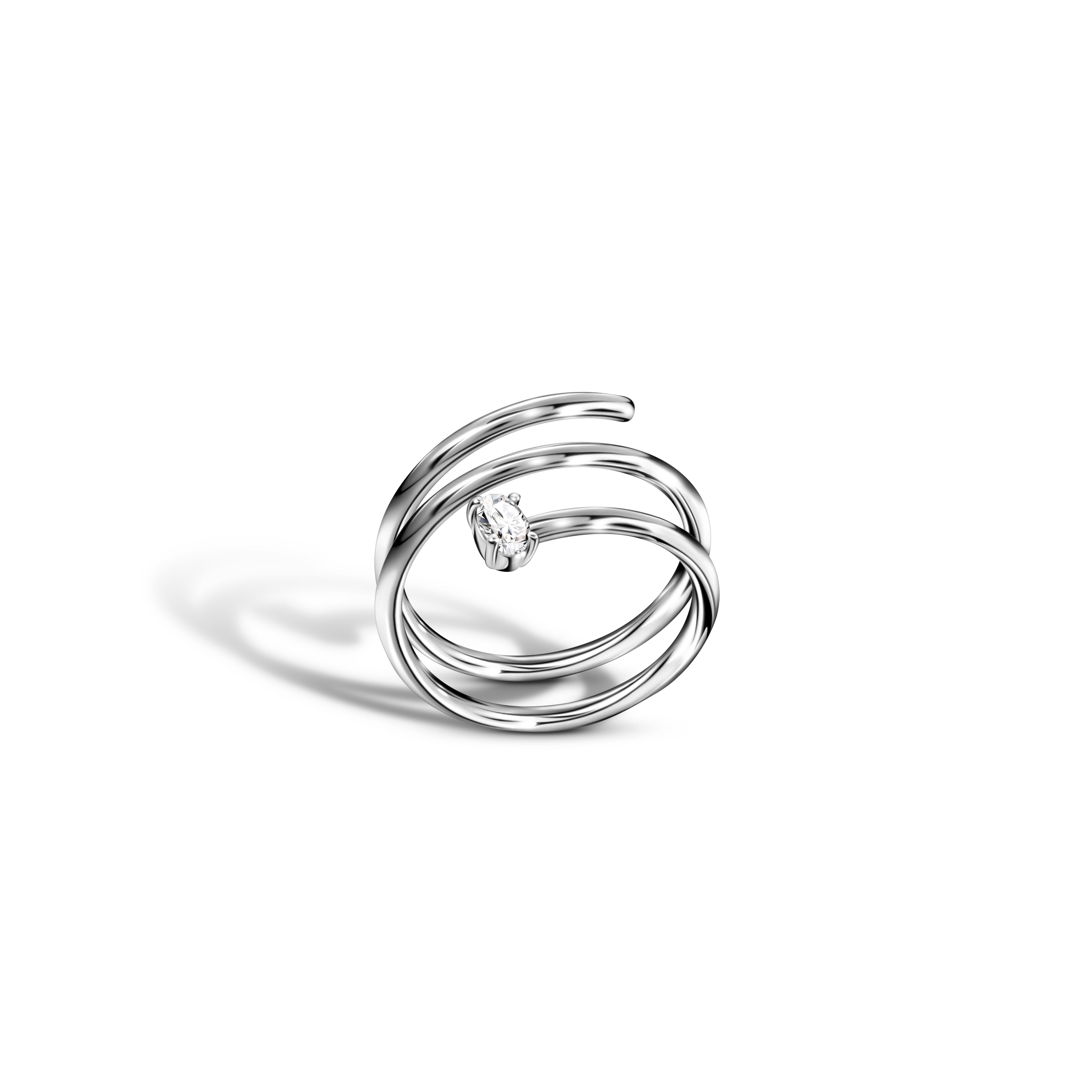 WIRE 3 ROWS DIAMOND RING / WHITE